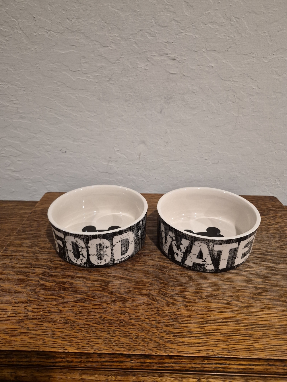 Set of Two PetRageous Ceramic Designs bowls "FOOD" and "WATER" printed design.